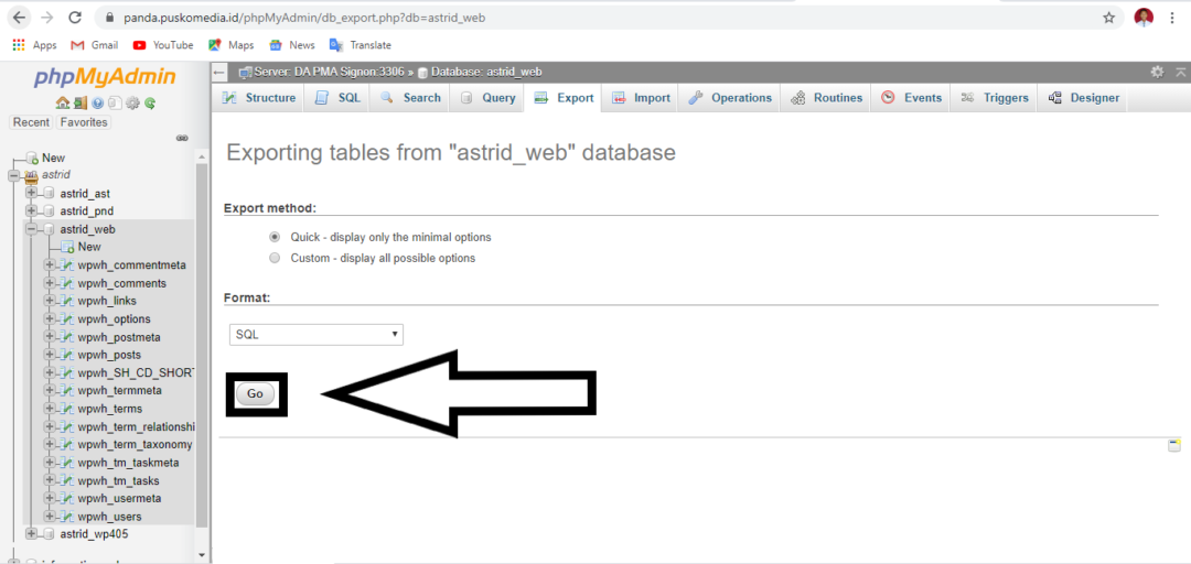 Cara Ekspor dan Import Database di PHPMyAdmin - PuskoMedia Indonesia