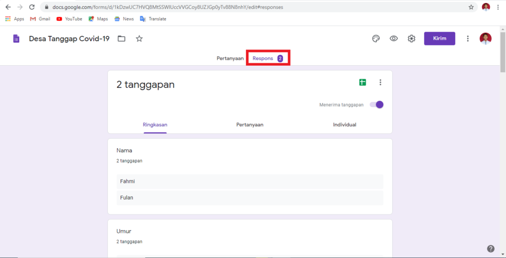 Cara Melihat Laporan Google Form Puskomedia Indonesia