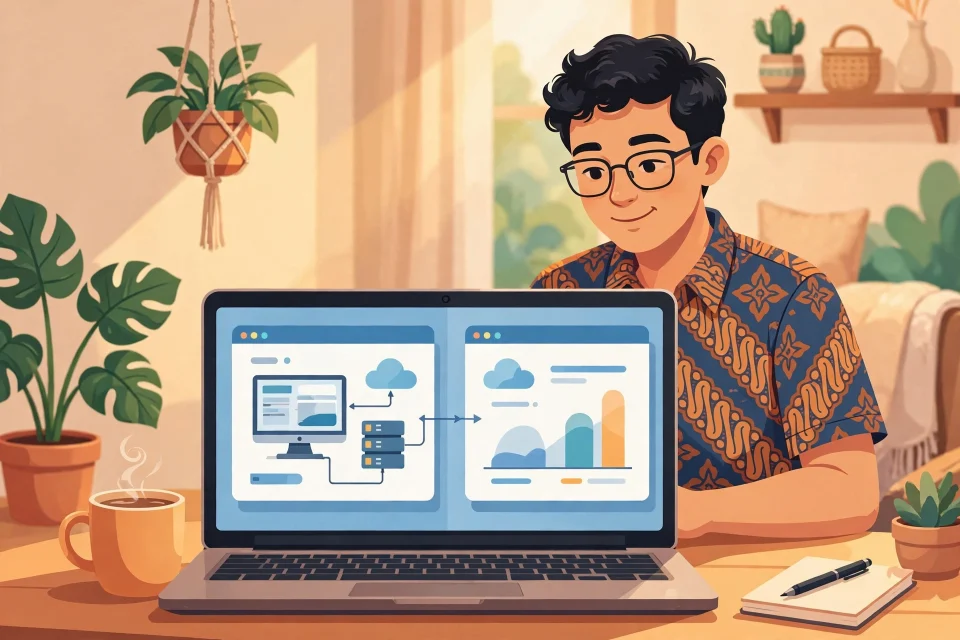Ilustrasi bekerja jarak jauh dengan TeamViewer dari rumah