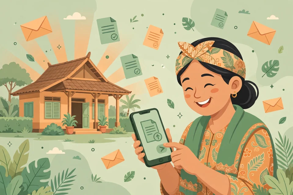 Warga desa mengurus surat secara online lewat ponsel