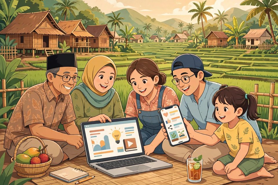 Warga desa berbagi konten edukatif lewat media sosial