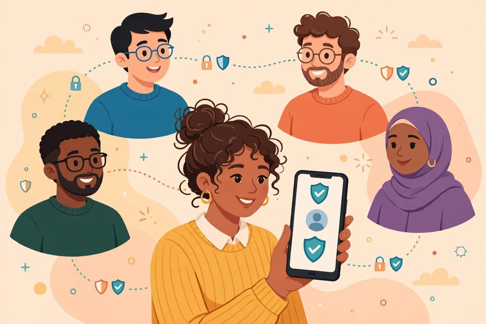 Ilustrasi identitas digital yang terverifikasi dan aman