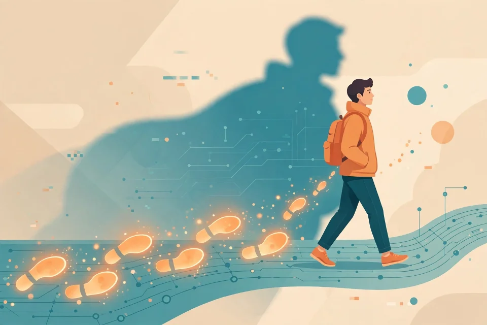 Ilustrasi jejak digital dan keamanan privasi online