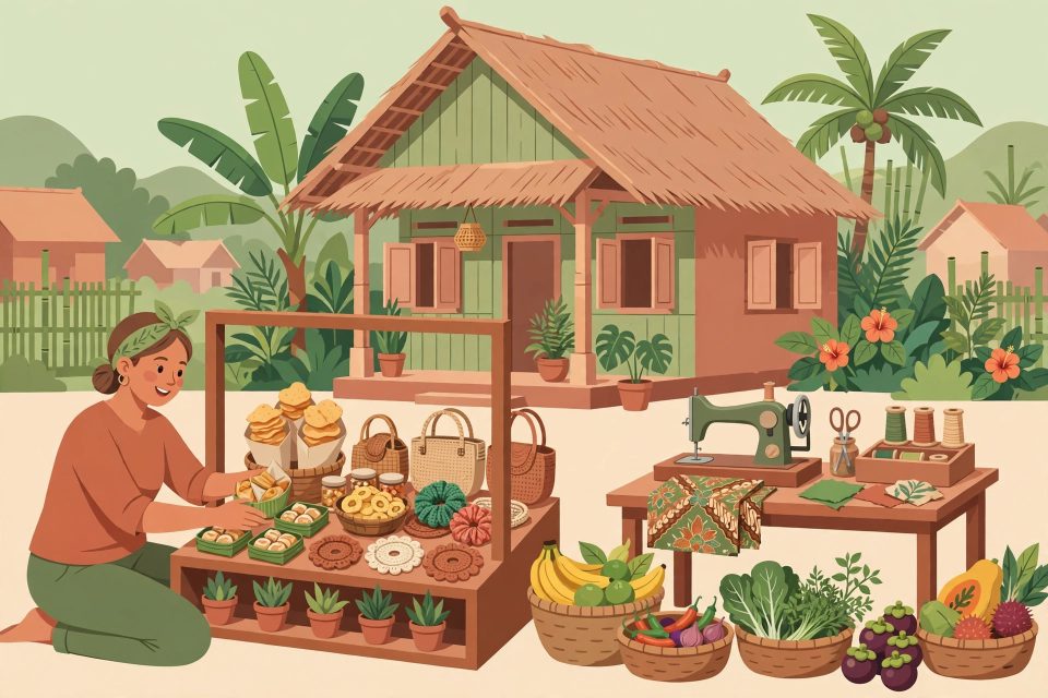 Ilustrasi usaha sampingan di desa dengan modal kecil