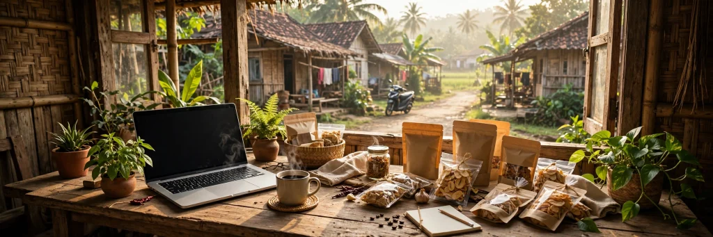 Ruang kerja startup desa dengan produk lokal