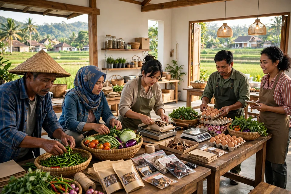 Petani dan peternak mengolah produk pertanian di inkubator bisnis desa