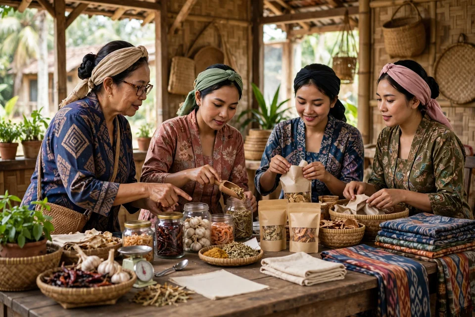 Perempuan desa mengelola usaha bersama di inkubator bisnis desa