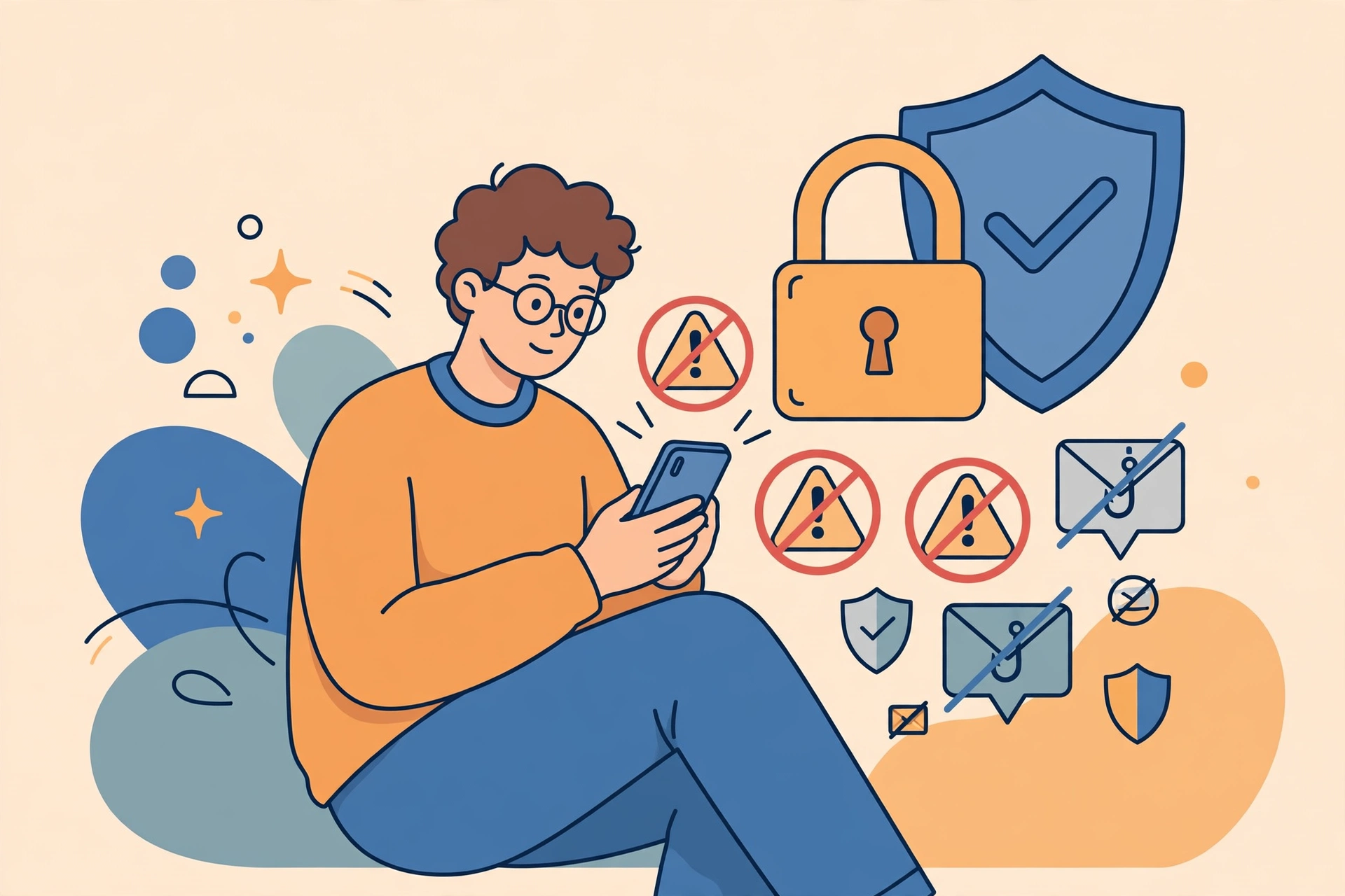 Ilustrasi seseorang waspada terhadap pesan penipuan dan ancaman online