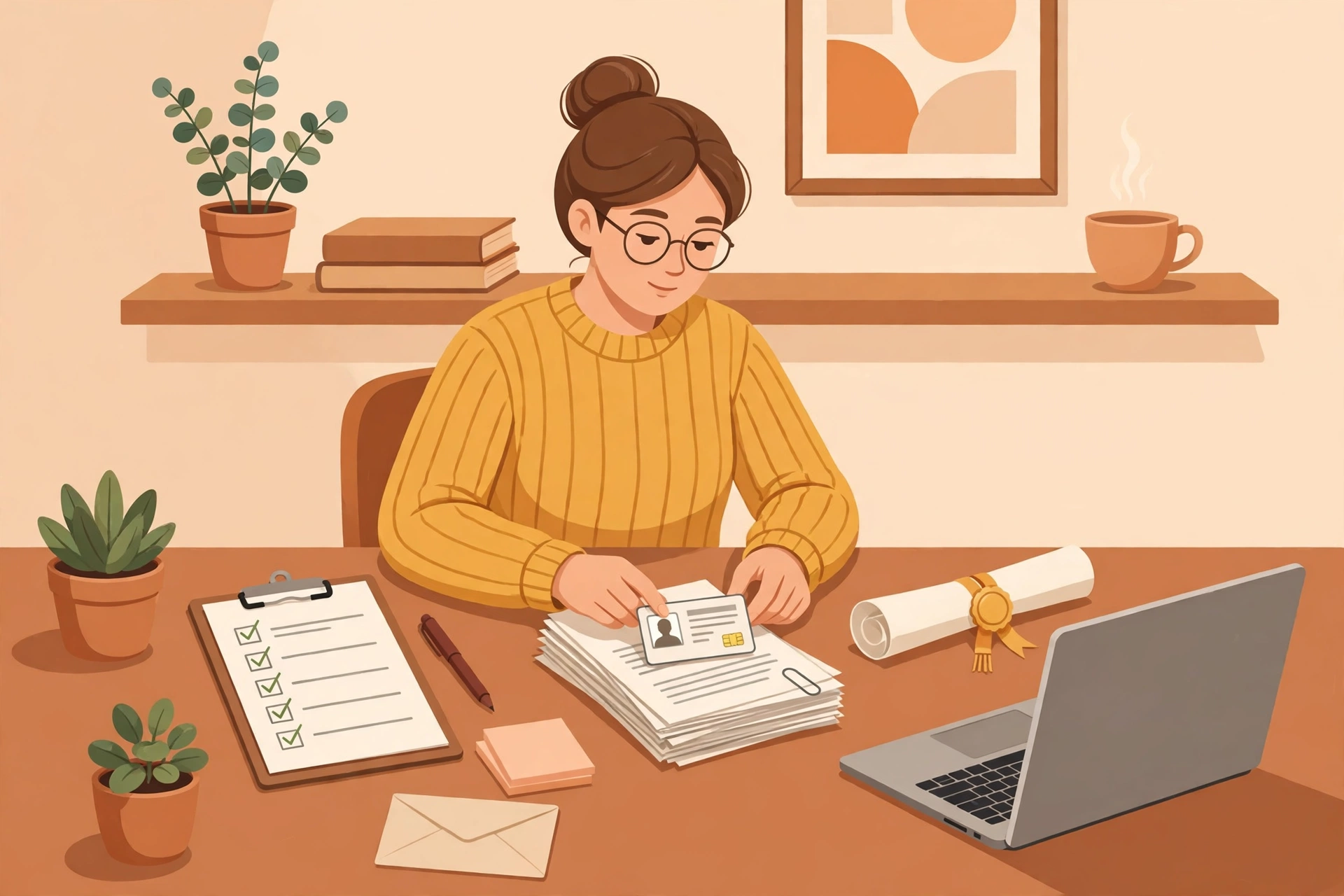Ilustrasi menyiapkan dokumen pendaftaran pendamping desa