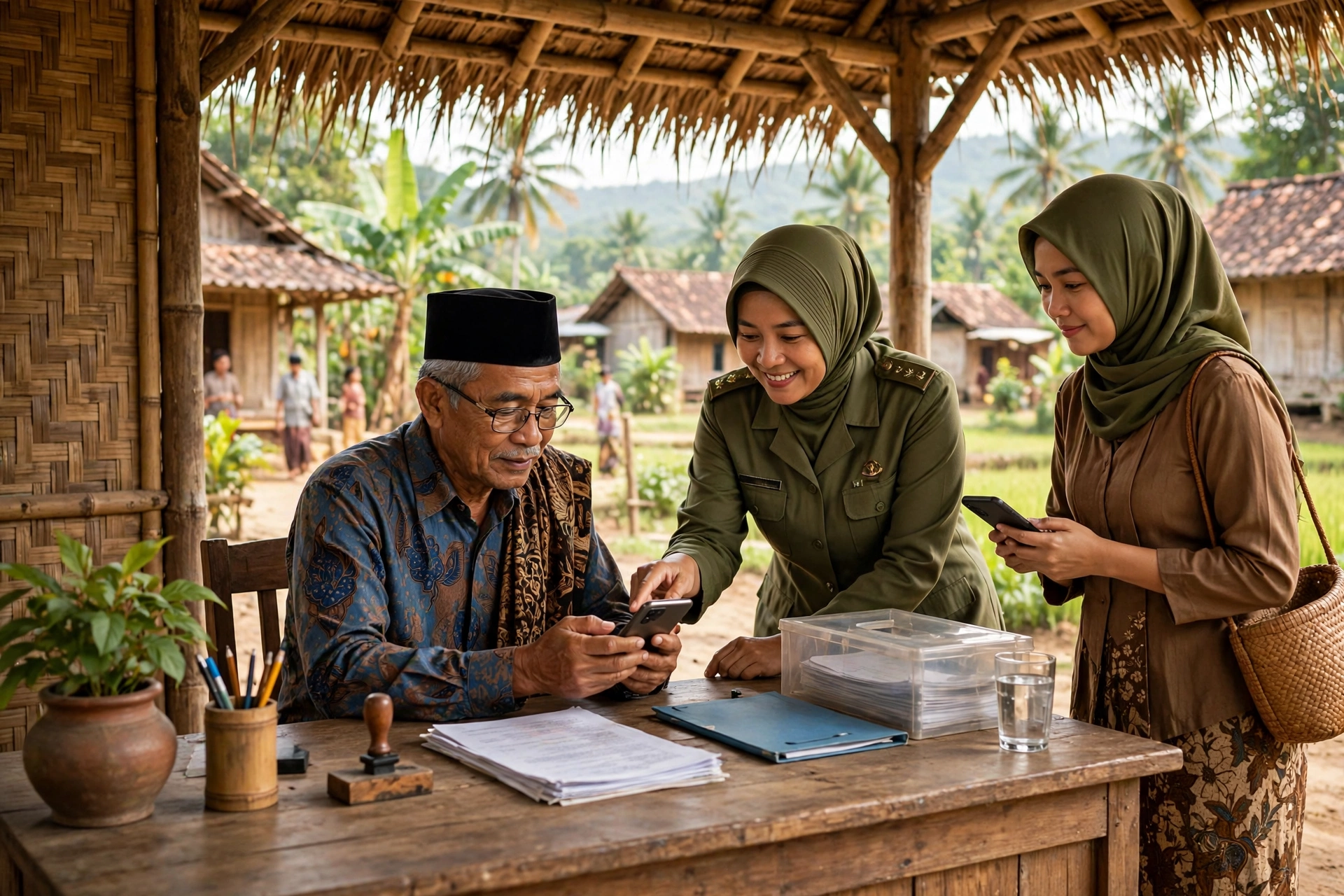Warga desa mengakses layanan administrasi desa secara online