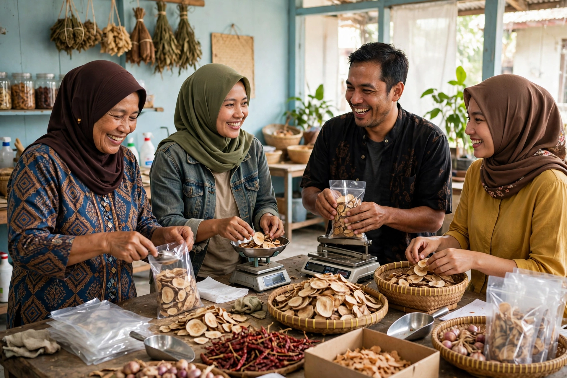 Warga desa mengolah dan mengemas produk lokal