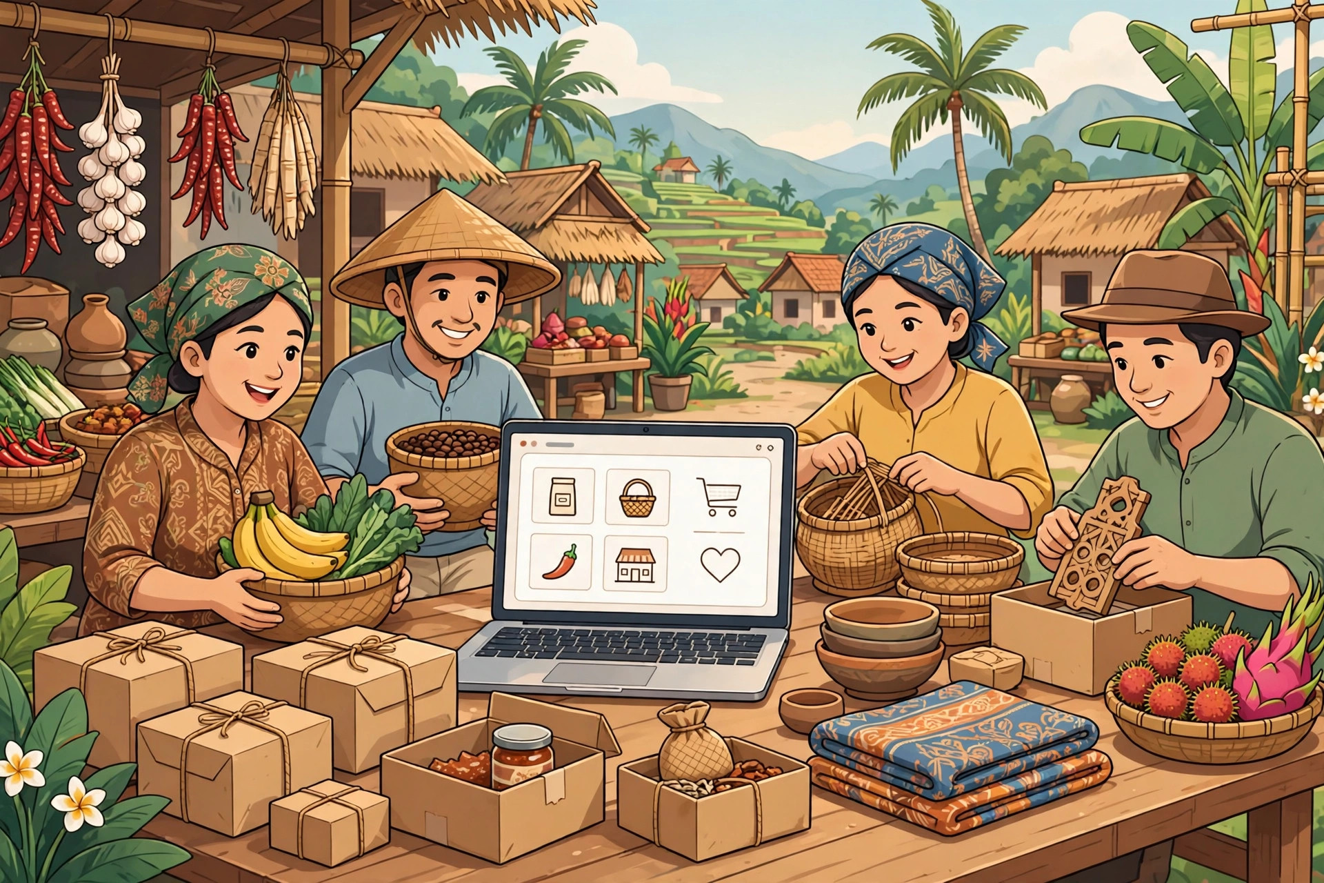 Petani dan pengrajin desa memasarkan produk lokal secara daring
