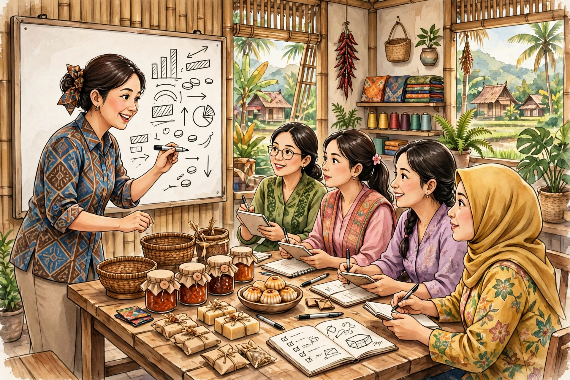 Sesi pendampingan usaha untuk perempuan wirausaha desa