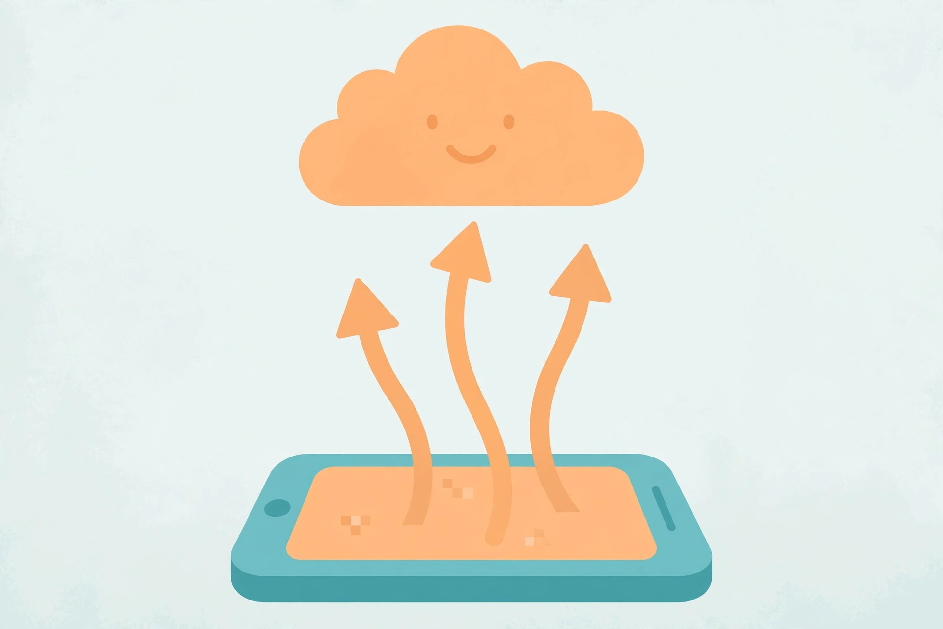 Ilustrasi mencadangkan data smartphone ke penyimpanan cloud