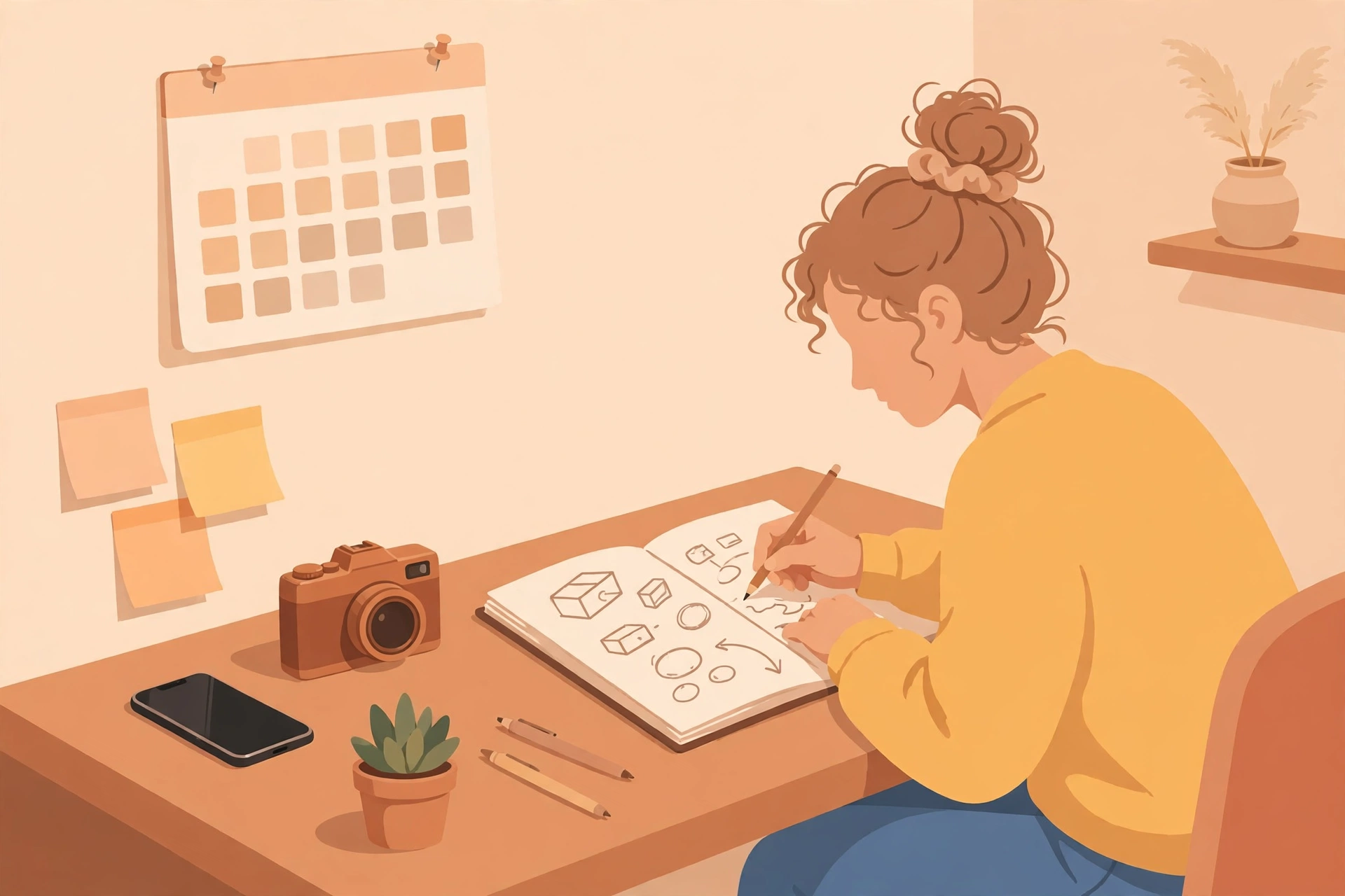 Ilustrasi perencanaan kalender konten untuk kreator pemula