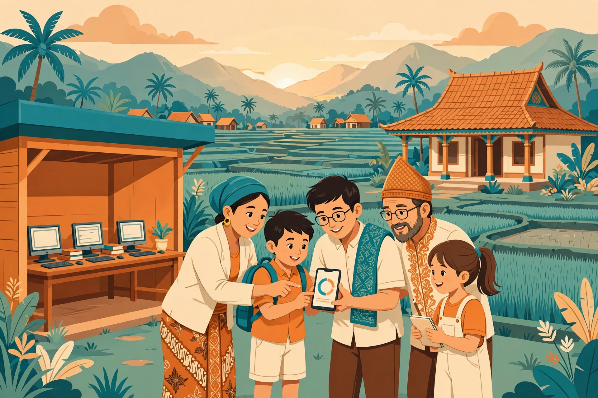 Warga desa belajar literasi digital bersama di balai desa