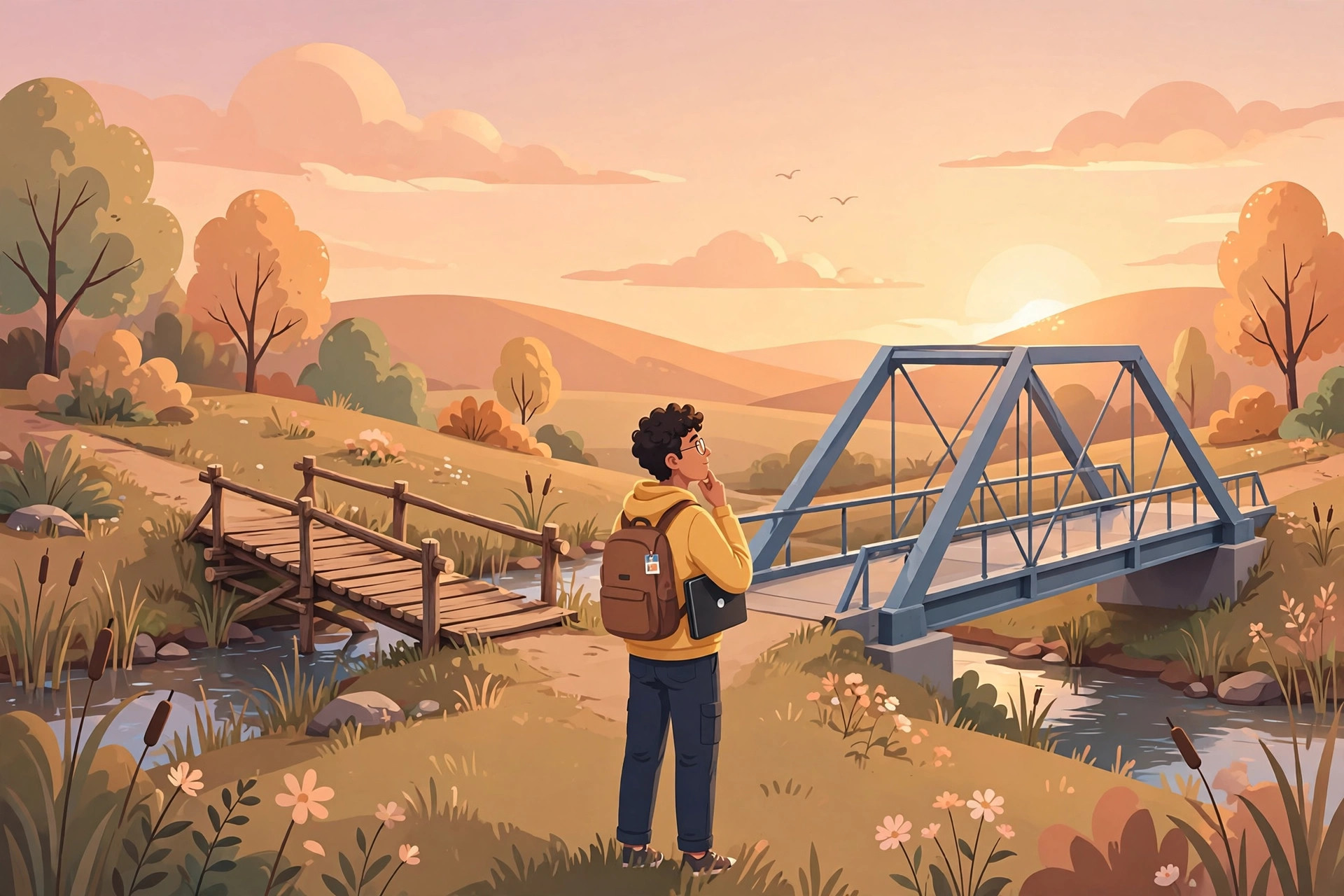 Ilustrasi developer menimbang pilihan teknologi yang tepat untuk proyek web