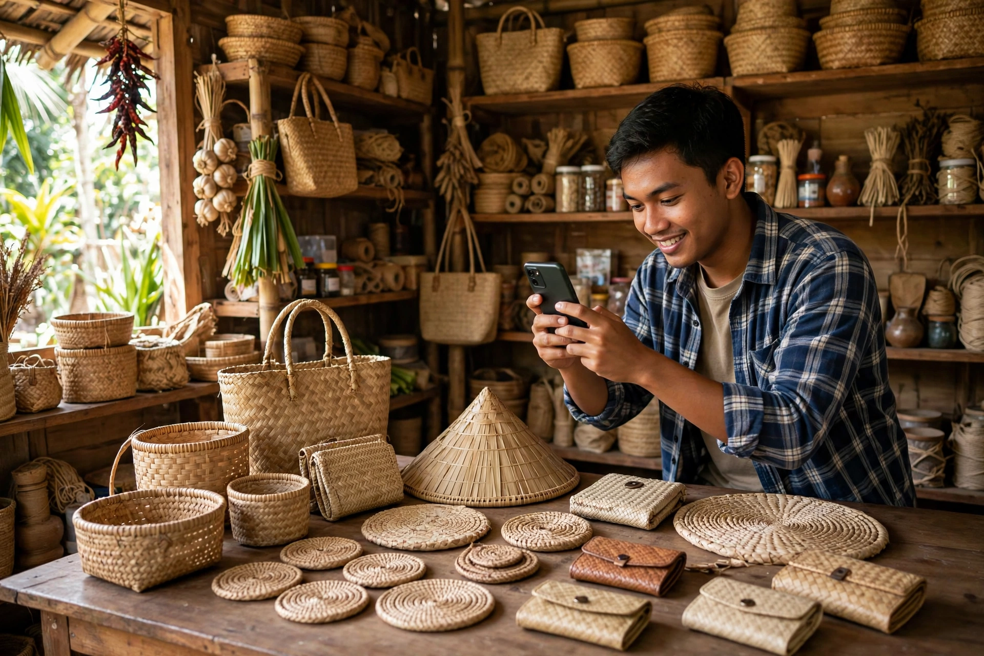 Pelaku UMKM desa memasarkan produk secara online