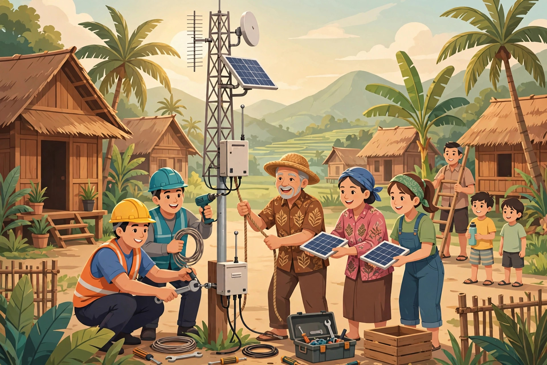 Pemasangan menara dan hotspot internet di desa