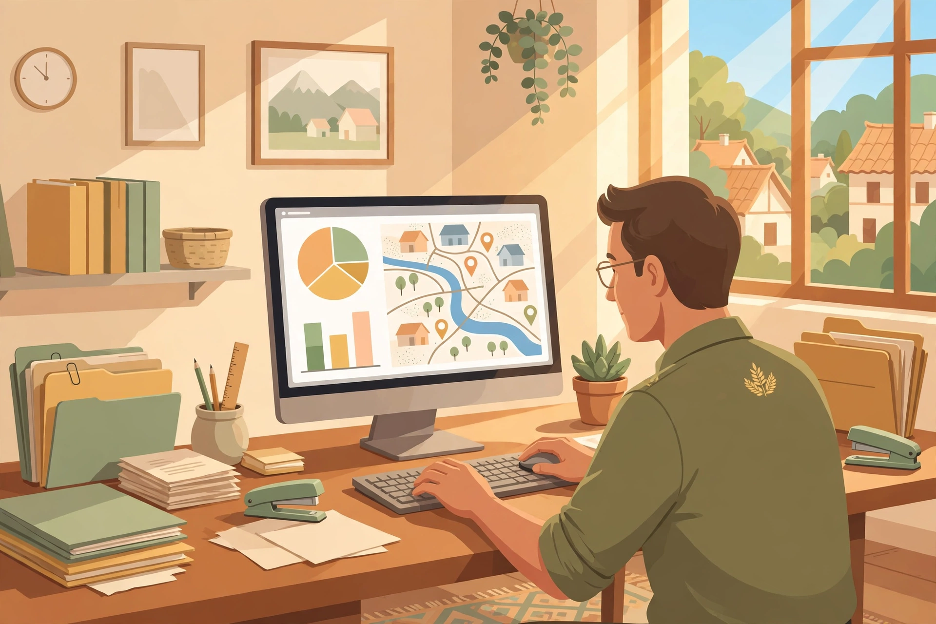 Aparatur desa mengelola data melalui komputer Sistem Informasi Desa