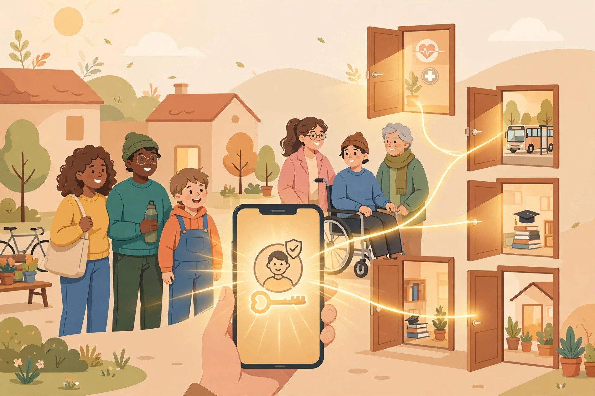 Ilustrasi kemudahan mengakses berbagai layanan digital dengan satu identitas