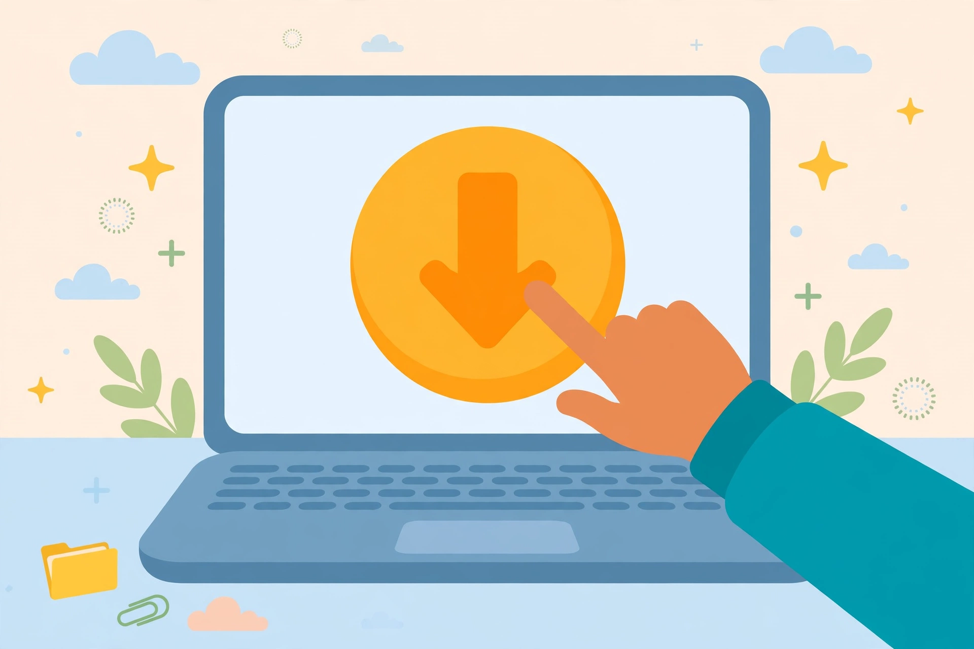 Ilustrasi mengunduh aplikasi TeamViewer di laptop