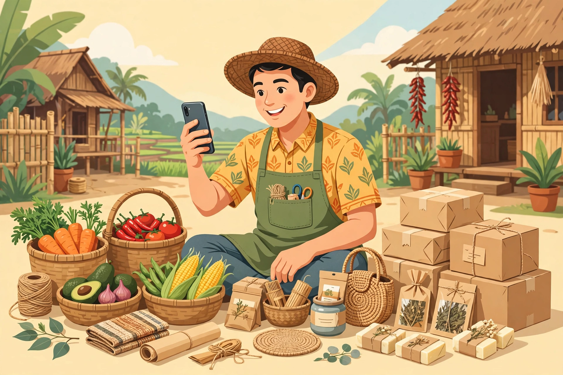 Pelaku usaha desa memasarkan produk lokal lewat ponsel
