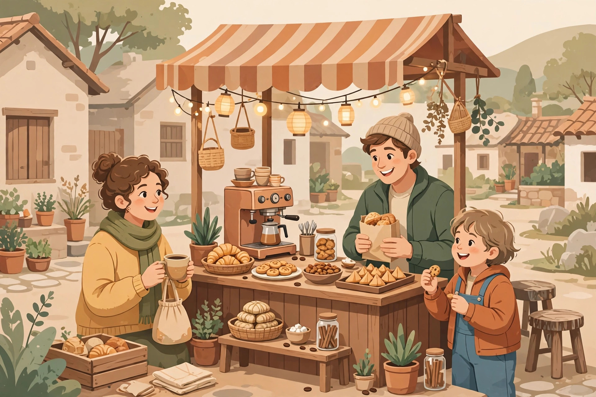 Ilustrasi warung kuliner di desa