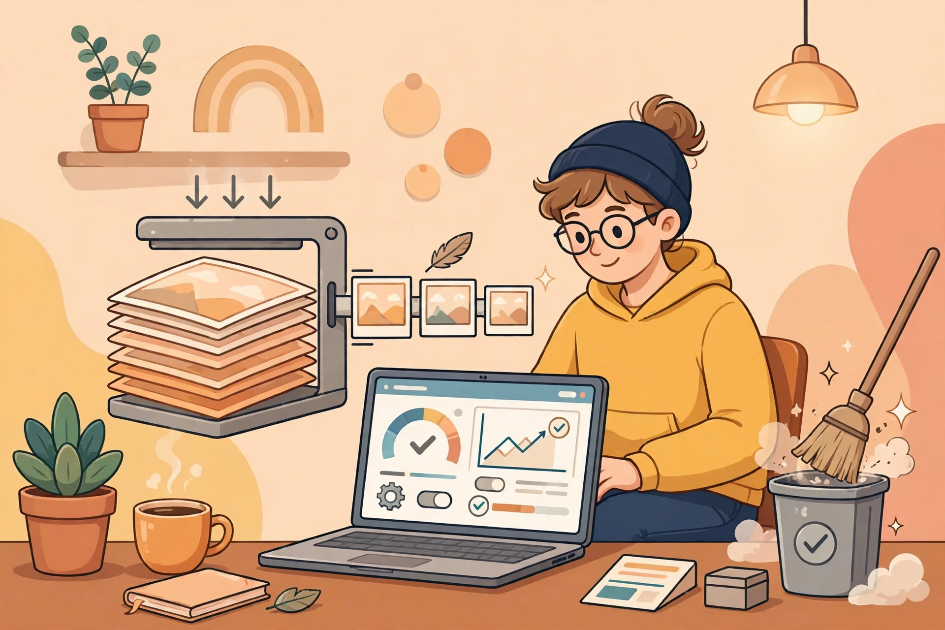 Ilustrasi mengoptimalkan gambar dan cache website agar loading lebih cepat