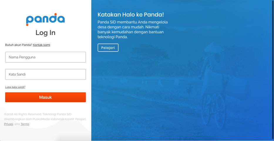 Halaman Login Panda SID